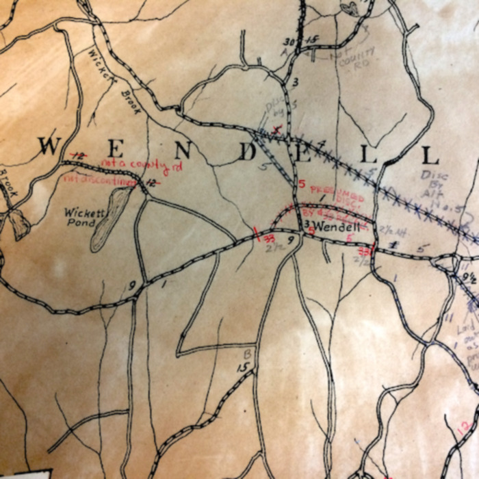 Map of County Roads, Wendell, Massachusetts (1924); FRCOG records