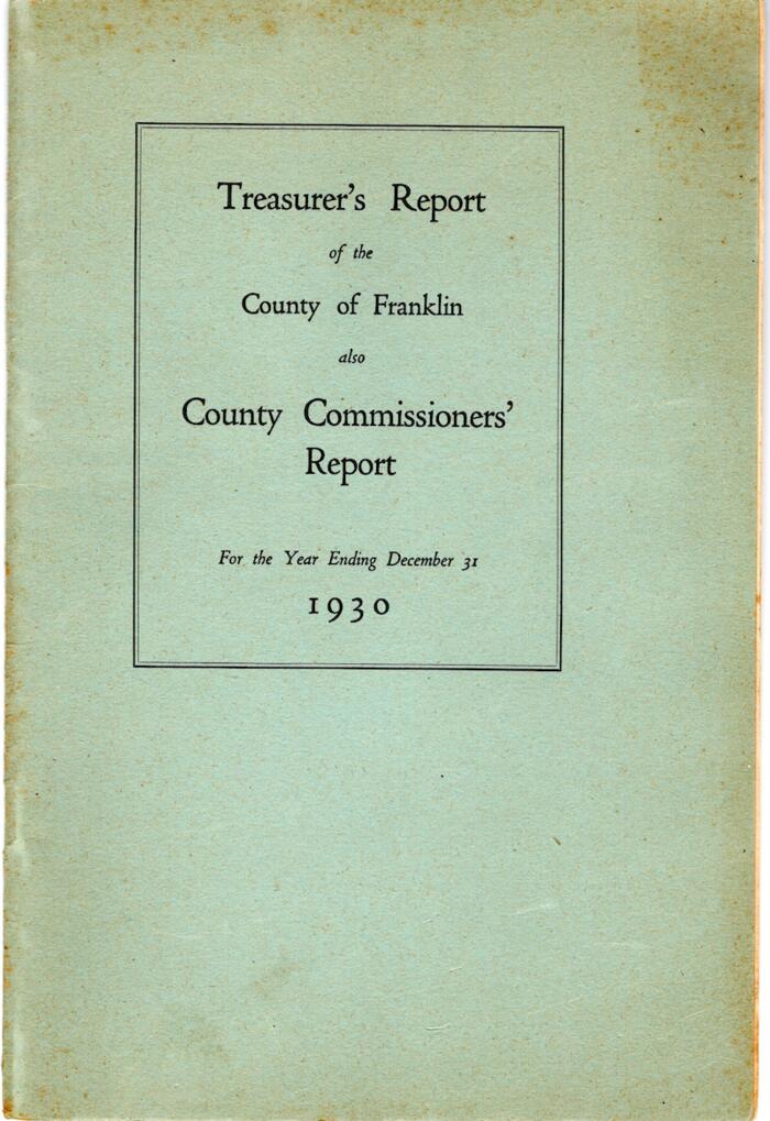 Franklin County Treasurer's Report and County Commissioner's Report, 1930