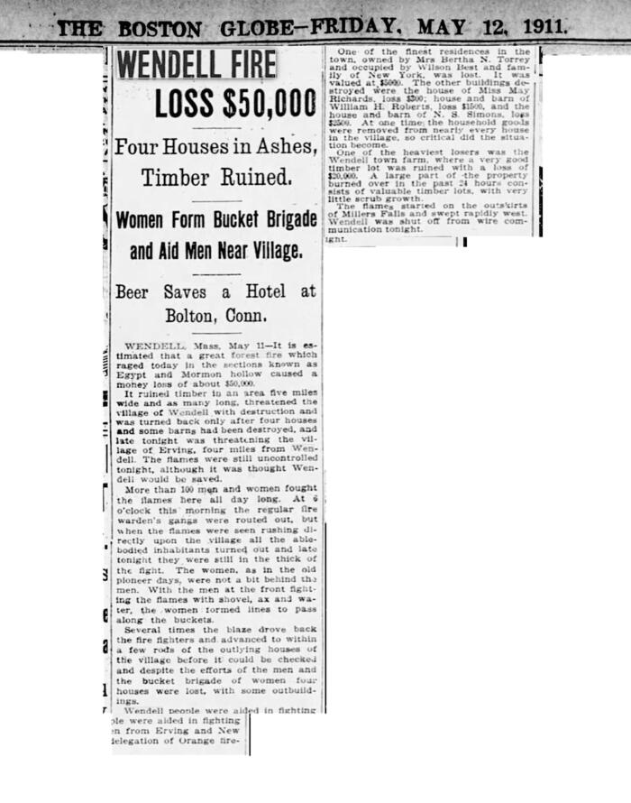 Wendell Fire Loss $50,000