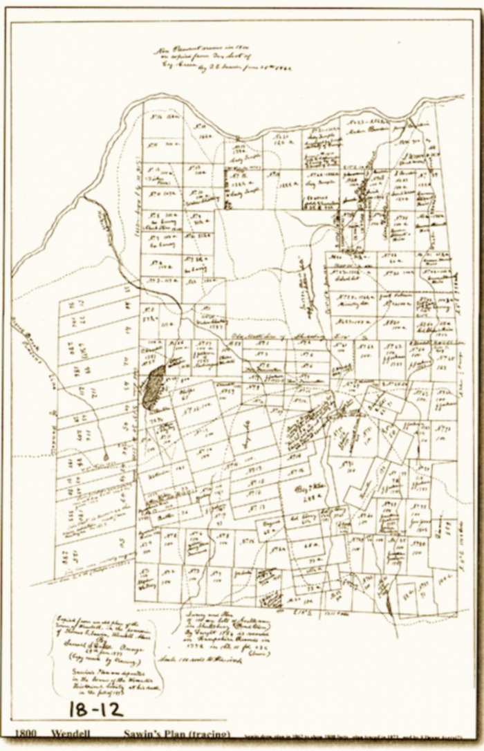 Lot Map of Wendell, 1862 by Thomas Sawin, later traced by Samuel Dexter.